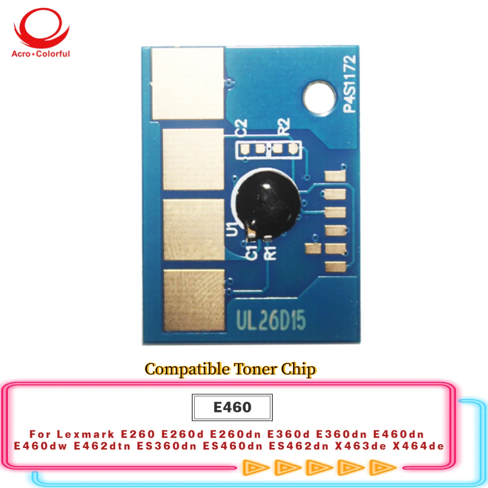 E460 Compatible Toner Chip for Lexmark E260 E360 E460 E462 X463 X464 X466 Laser Printer Cartridge Chip Universal 15k