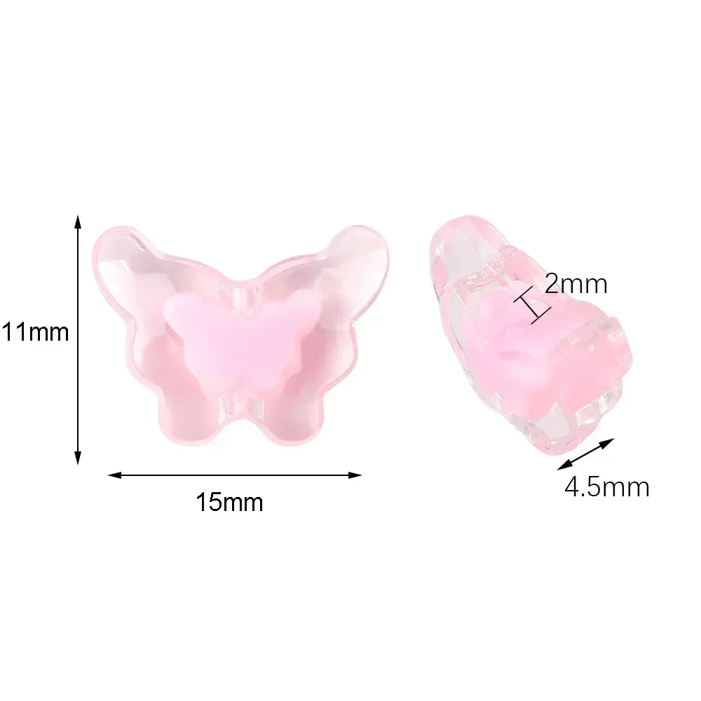 20 шт./пакет, прозрачные акриловые бусины в форме бабочки, браслет из бисера для самостоятельного изготовления ювелирных изделий, аксессуары для поиска, свободные бусины
