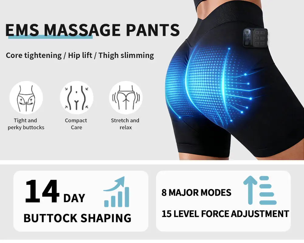 EMS-Hosen, Shorts, Leggings mit unabhängiger Steuerung, Muskelstimulator, elektrische Stimulation, Workout, Fitness, Körperformer, wiederaufladbar – Detail 1