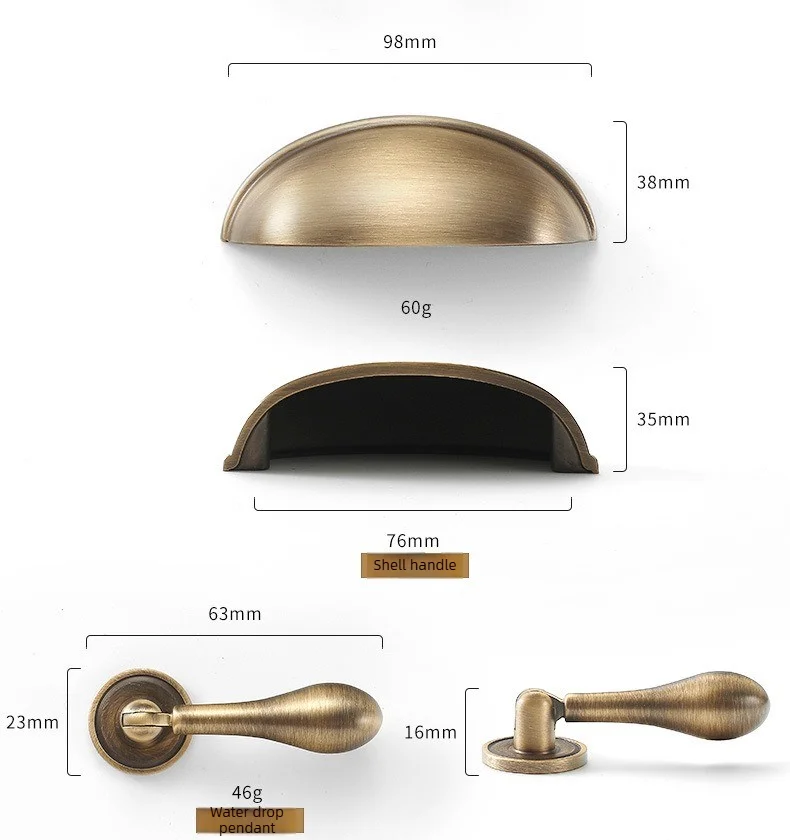 Nordische Vintage-Bronze-Messing-Schrankgriffe Möbelgriffe Küchenschubladen Kleiderschrank Kommode Schranktürbeschläge – Detail 8