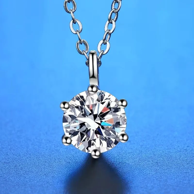 New 2ct Moissanite 925 Sterling Silver Necklace Pendant Chain Fine Jewelry for Woman Wedding Sparkling Classic Party Fashion image 5