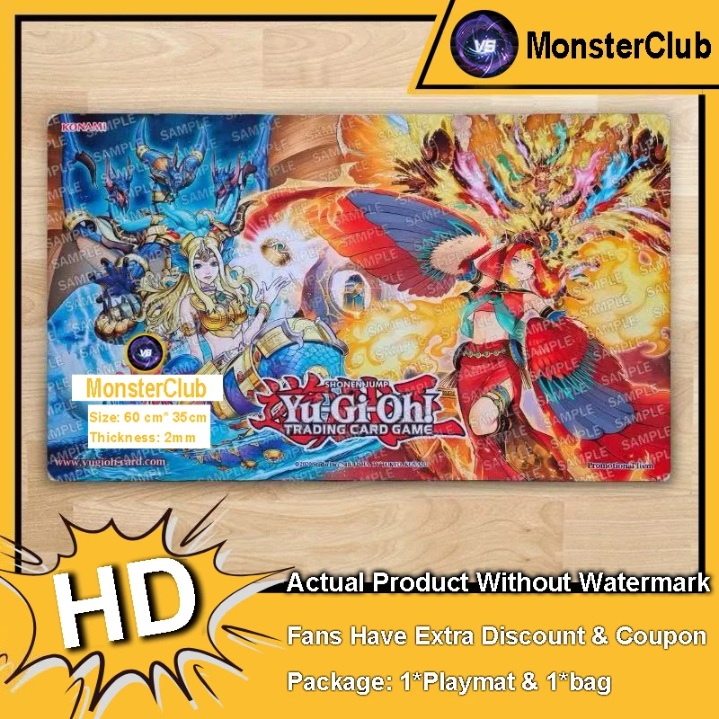 YuGiOh Fire King High Avatar Garunix Play Mat Abyssrhine, The Atlantean Spirit TCG CCG Trading Card Game Mat Mouse Pad