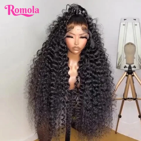 Water Wave Remy Curly Wigs For Women 360 Lace Front Wig Human Hair 30 40 Inch Loose Deep