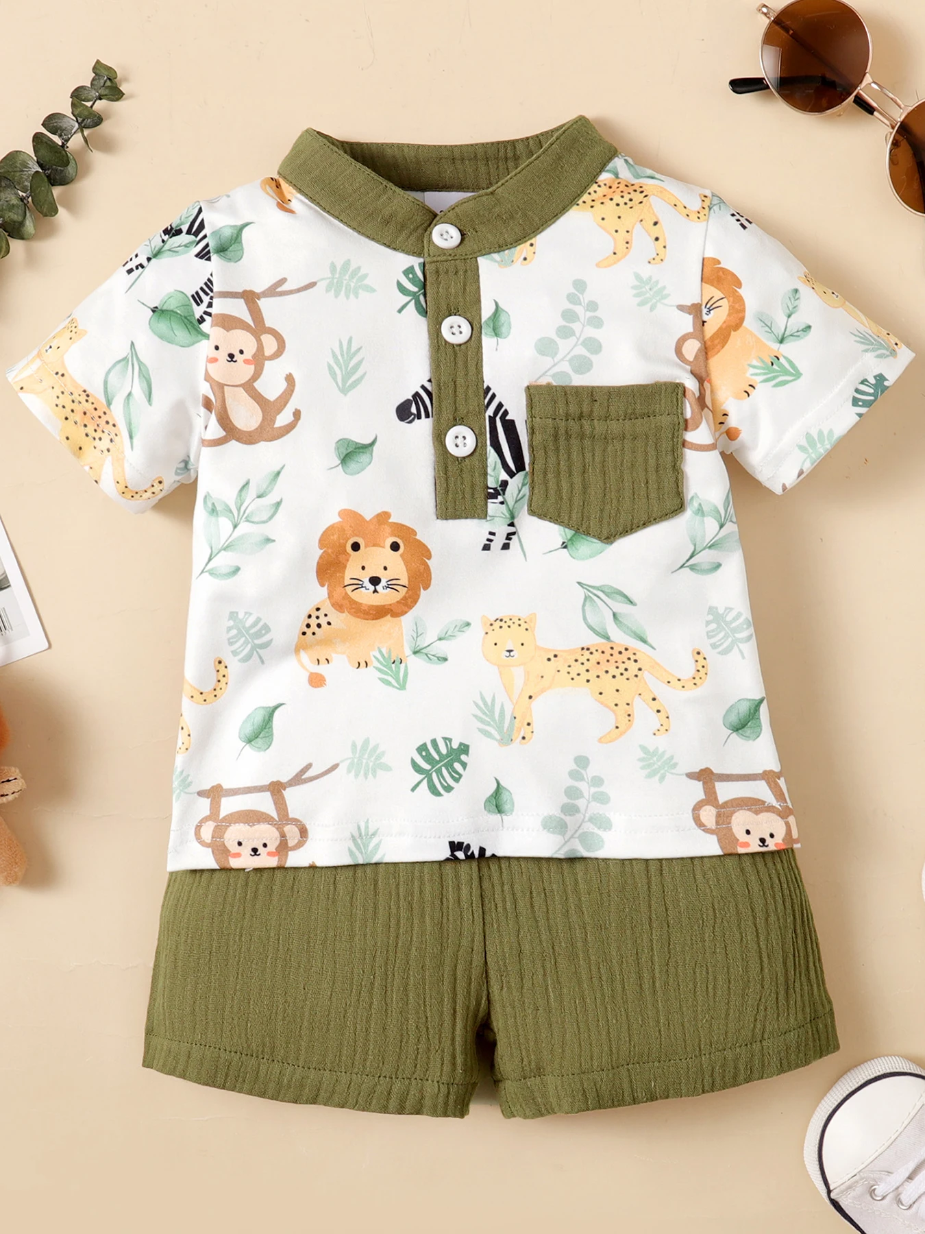 2PCS Infants Baby Boys Summer Fashion Clothes 3-24M Toddler Baby Boys Cute Cute Animal Printed Gentleman's suit