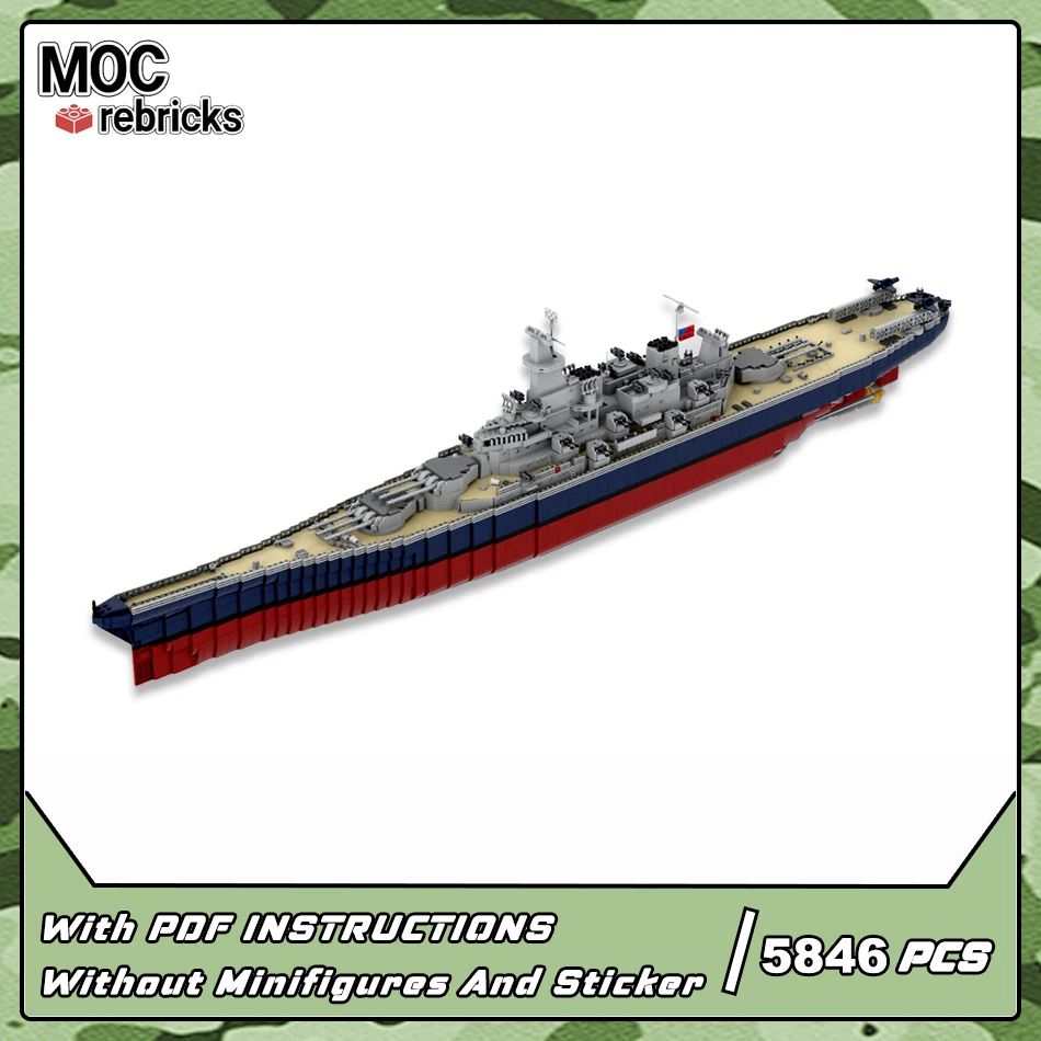 WW II USS Iowa Military Battlecruiser MOC Naval Combat Warships Building Blocks Ship Model Bricks Assembling Toy Set Puzzle Gift