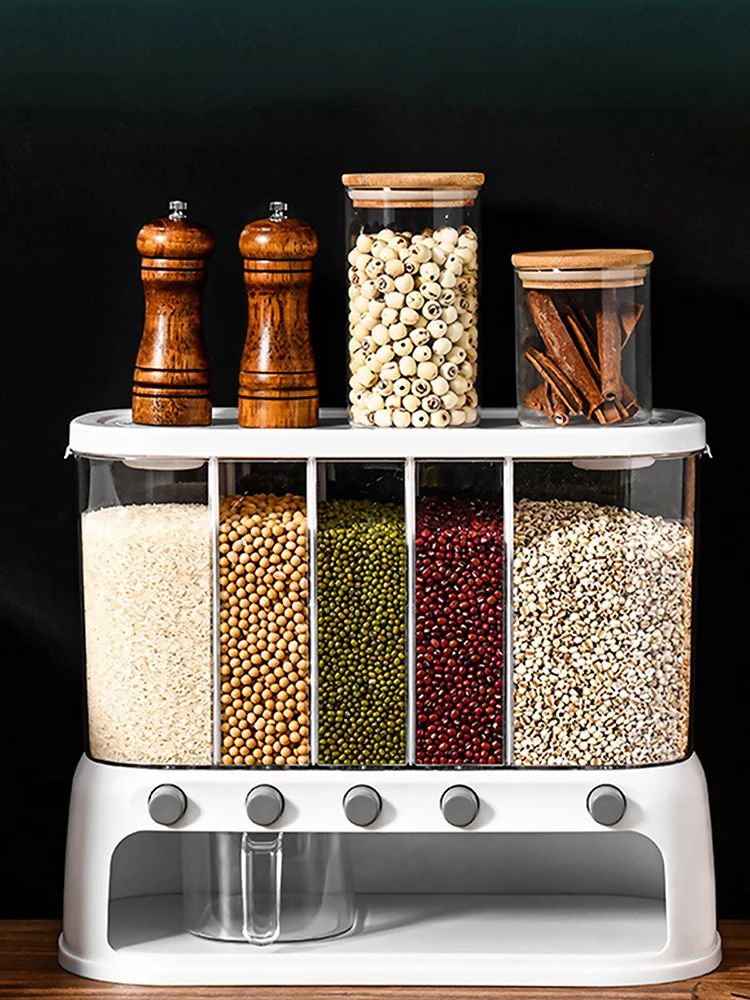 Contenitore per cereali da 12 litri Dispenser per cereali a prova di umidità Secchio separato per riso multifunzionale con coperchio per cucina domestica