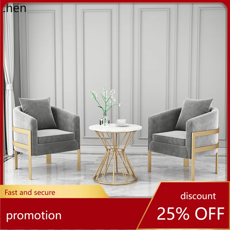 

CZ Fabric Single Beauty Salon Sofa Iron Art Leisure Area Clothing Store Reception Table and Chair Set Sofa Chair