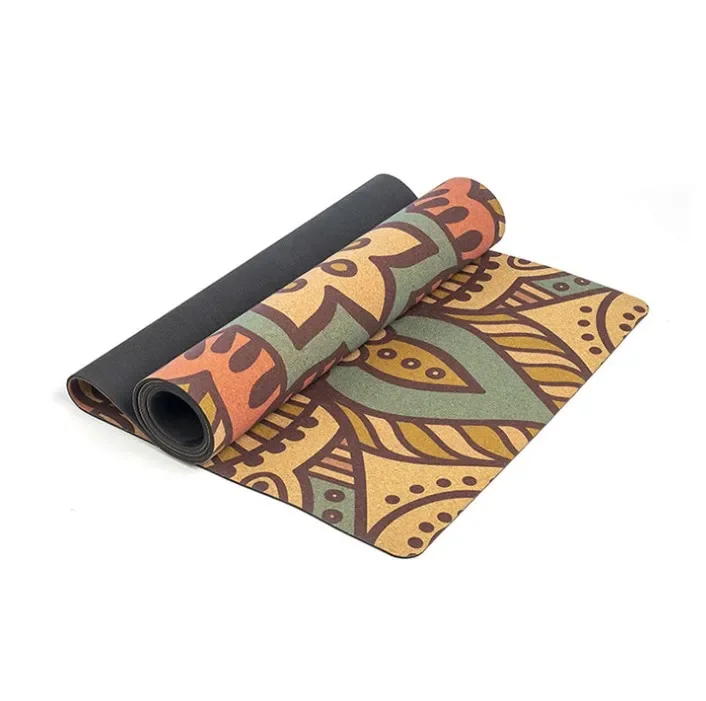 Hot selling home exercise premium quality custom logo Non-slip Natural Cork Rubber Yoga Mat Set