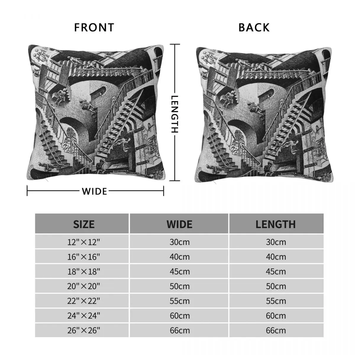 M.C. Escher Optical Illusions Square Pillowcase Polyester Linen Velvet Pattern Zip Decor Pillow Case Sofa Cushion Cover