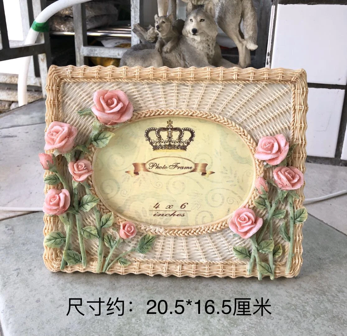 

Desktop Embossed Rose Flower Resin Photo Picture Frame