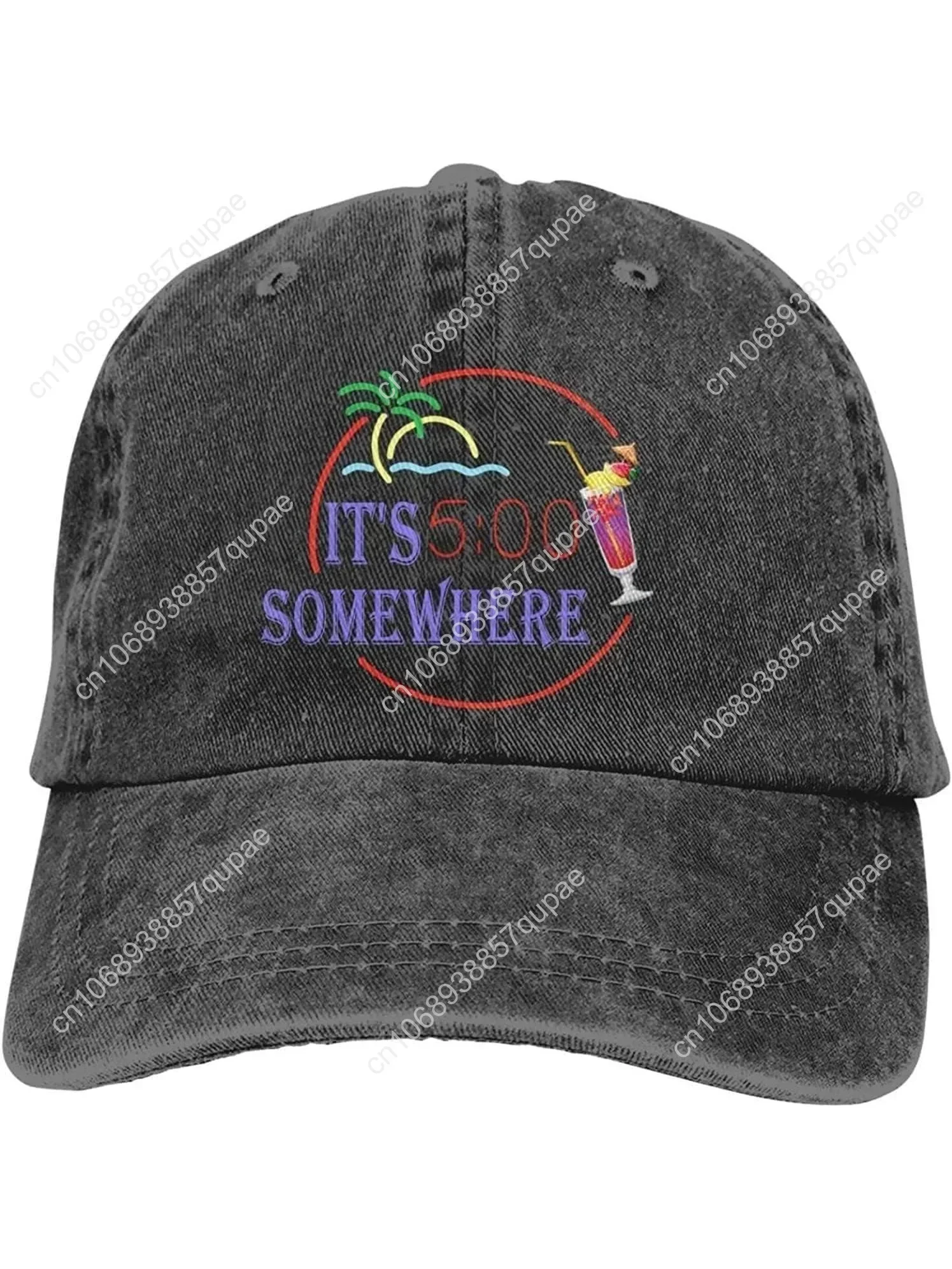 

It's 5 O'Clock Somewhere Flag Novelty Party Unisex Double Buckle Adjustable Cowboy Personality Retro Cowboy Hat Vintage Adjustab