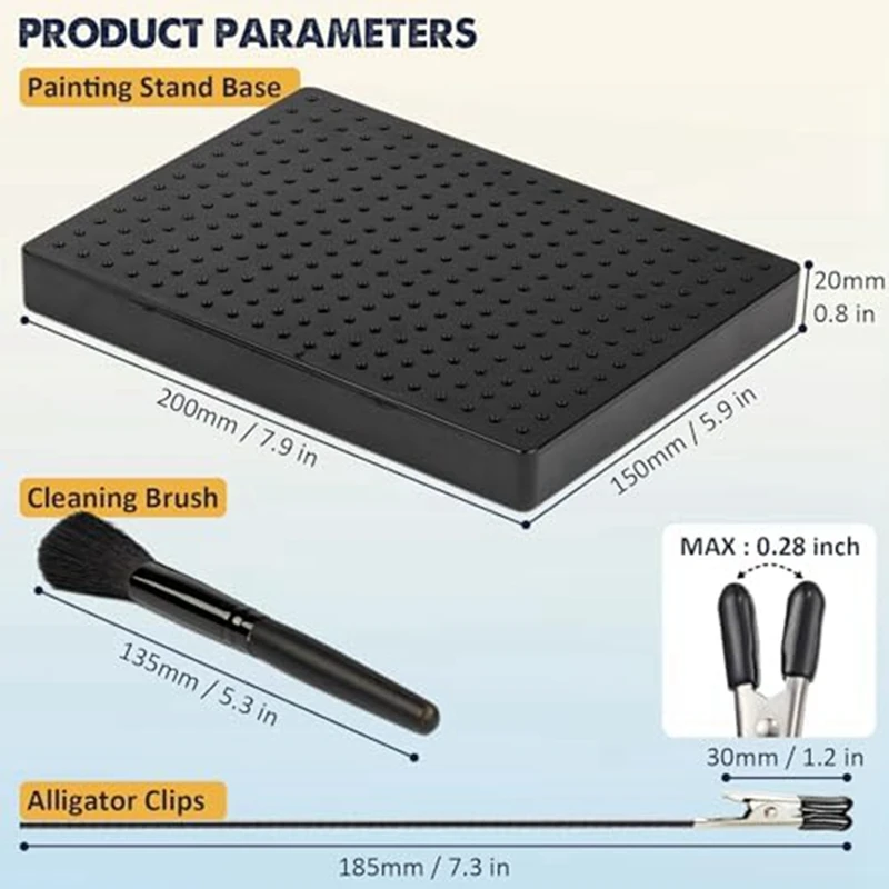 Base de soporte para pintura modelo (19X14 agujeros) y 27 piezas, juego de varillas de pinza de cocodrilo, herramientas de modelado para aerógrafo, Spra duradero