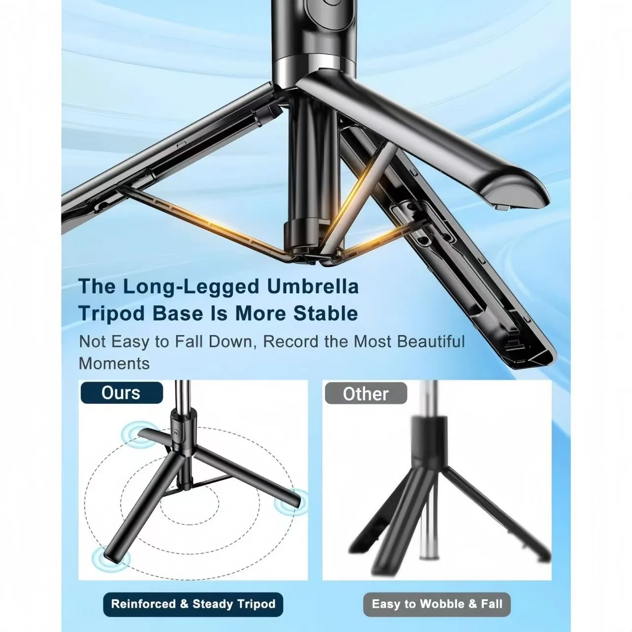 Tripé portátil para selfie, com luz de preenchimento de beleza ajustável, controle remoto bluetooth, adequado para apple iphone ﻿ Suporte para telefone