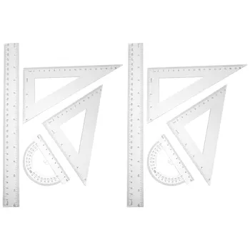 مجموعتان من أدوات الهندسة المعمارية للرسم، مسطرة مثلثة للمكتب وصياغة مقياس المنقلة