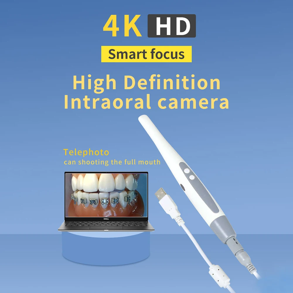 4K HD USB Dental Endoscope Intraoral Camera Intra Oral Camera Auto Focus 8 LED for Windows PC Computer Oral Inspection Camera
