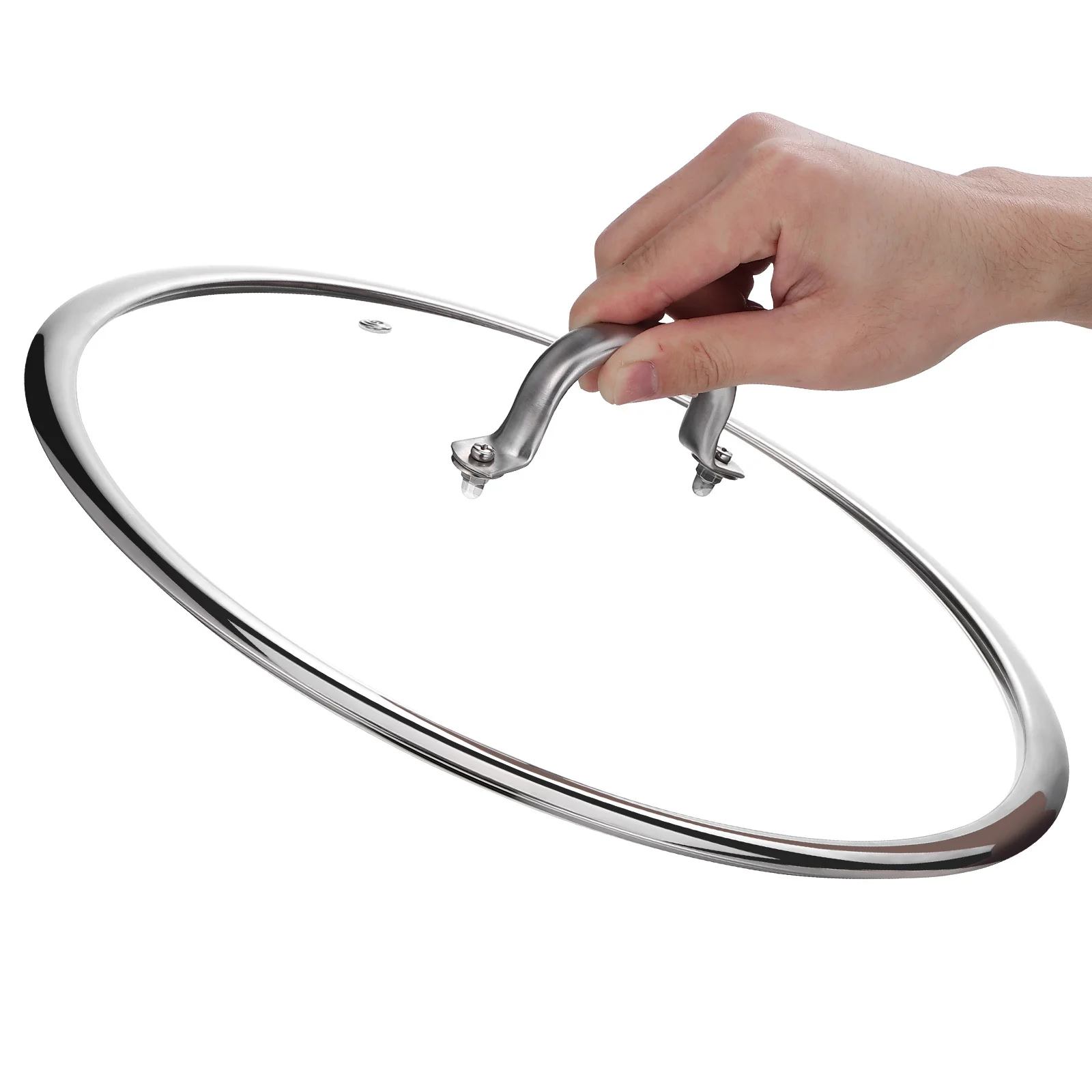 

Glass Pot Lid Stainless Steel Thickened Visual Cover Kitchen Gadget Easy Grip Handle Resistant to Temperature Changes