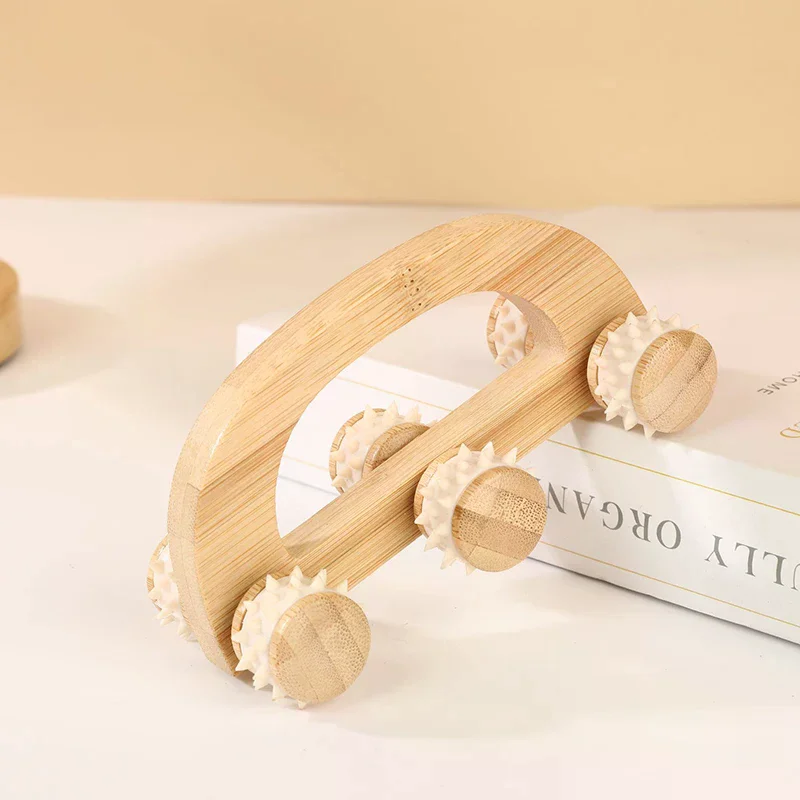 أداة تدليك خشبية، مدلك خشبي يدوي، أسطوانة تدليك الظهر الخشبية لتدليك عضلات الأنسجة العميقة للرقبة والساق والظهر