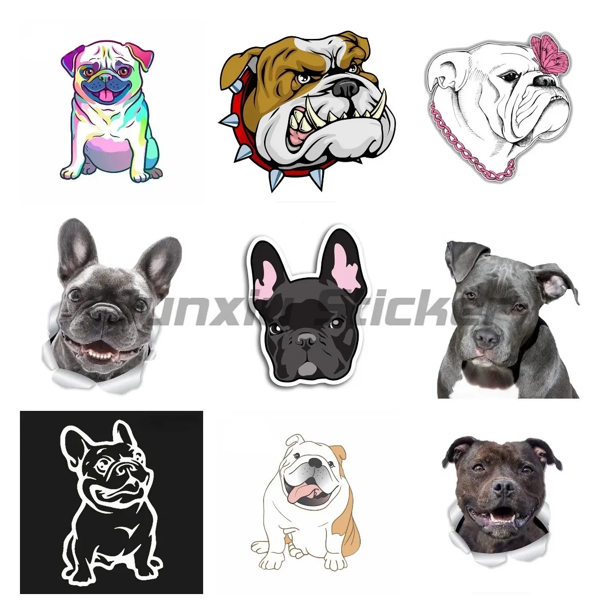 

3D Dog Car Sticker Funny American Bulldog Pit Bull Dog Labrador Retrievers Dog Decal Waterproof Car Accessories Vinyl
