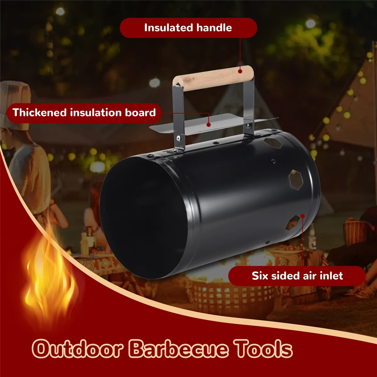 أدوات الشواء نقطة سريعة الفحم الإشعال برميل موقد الكربون الإشعال في الهواء الطلق أدوات الشواء الخيزران مدخنة كاتب HY