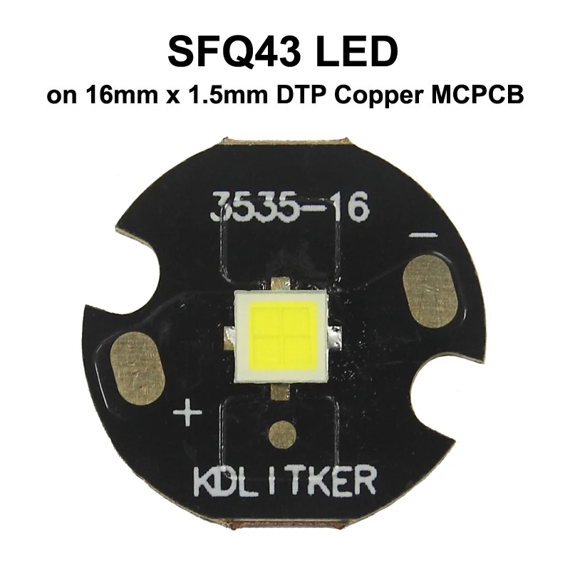 SFQ43 4x Core 3V 12A 3000 Lumens 6500K SMD 3535 LED Emitter on KDLITKER DTP Copper MCPCB Flashlight DIY Long Throw