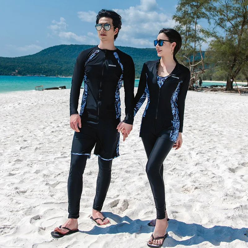 

Women's 5pcs Men's 3pcs Rash Guards Long Sleeve Swimsuits Shirt/Pants/Bikini UV Sun Protection Full Body Bathing Suits Quick Dry