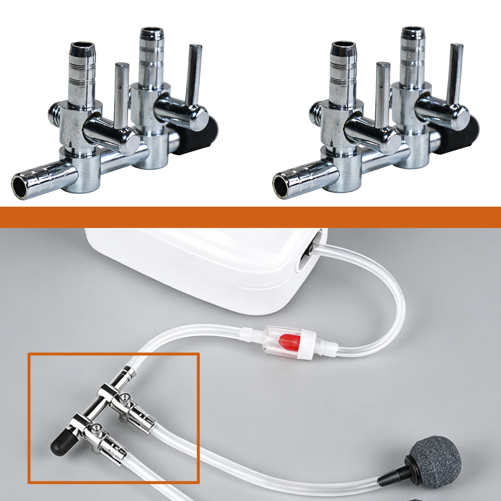 4 Pcs 1&2 Way Aquarium Air Splitter Valve Fish Tank Air Pump Flow Splitter Distributor Pump Valve Tap Lever Control Switch Valve