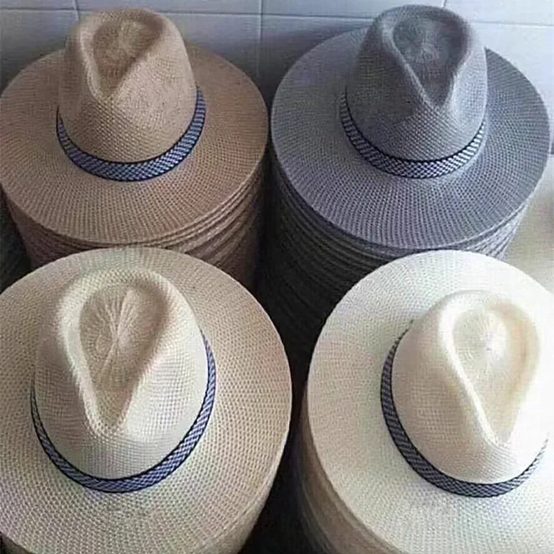

SummerMen'sStraw Hat-Vintage Hat for Elderly, Breathable Wide Brim Fedora Hat,LightweightCasualBeachHatfor Men