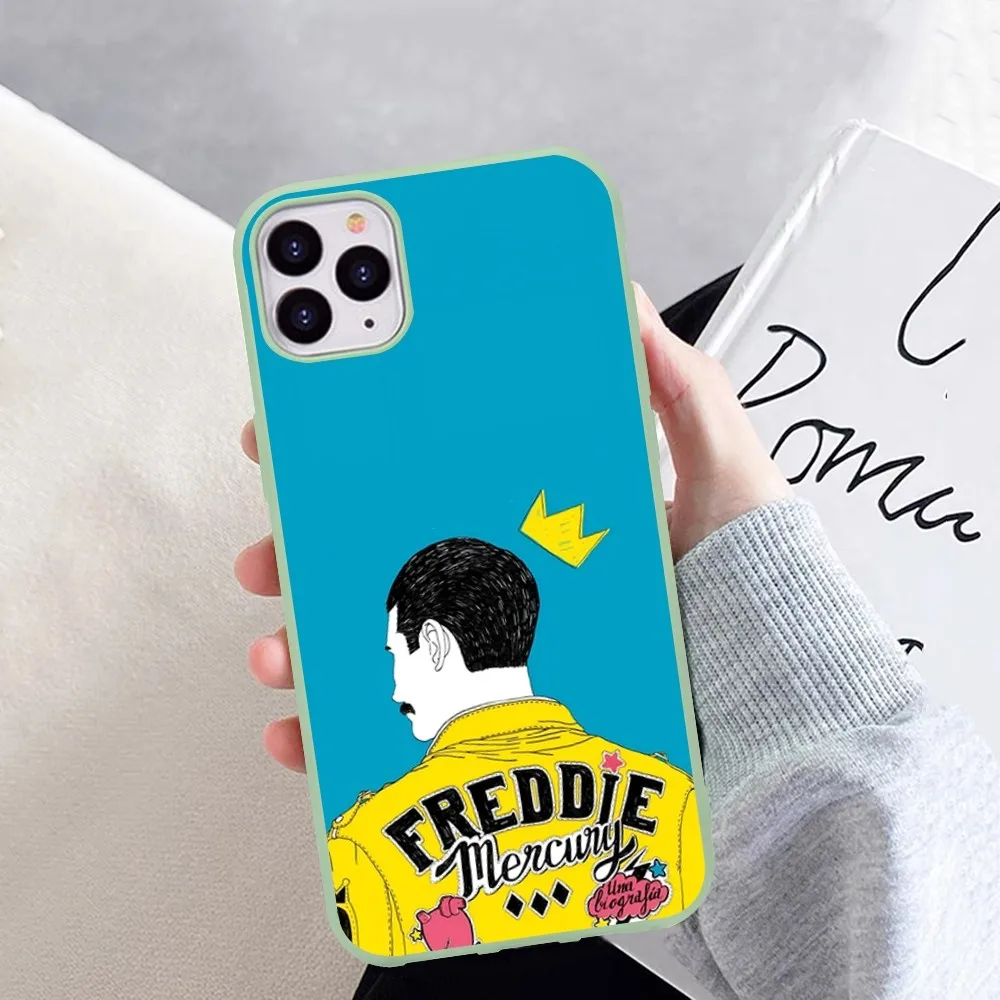 Rock Funky D-Freddie N-Mercury Q-Queen Phone Case for iPhone 14 11 12 13 Mini Pro Xs Max 6S Plus X XR Solid Candy Color Case