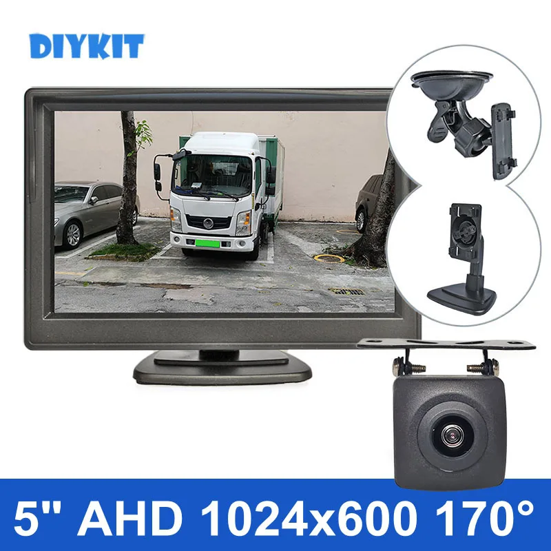 DIYKIT 1024*600 5inch AHD EWV Car Monitor IP68 Backup HD Rear View Car Camera for MPV SUV Horse Lorry