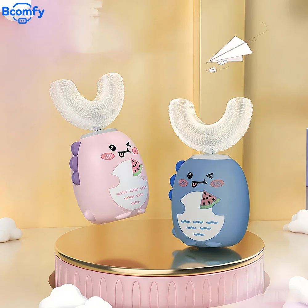 

Children'S Electric Toothbrush 360° Sonic Electric Rechargeable Blue Light IPX7 Toothbrush U-Shaped