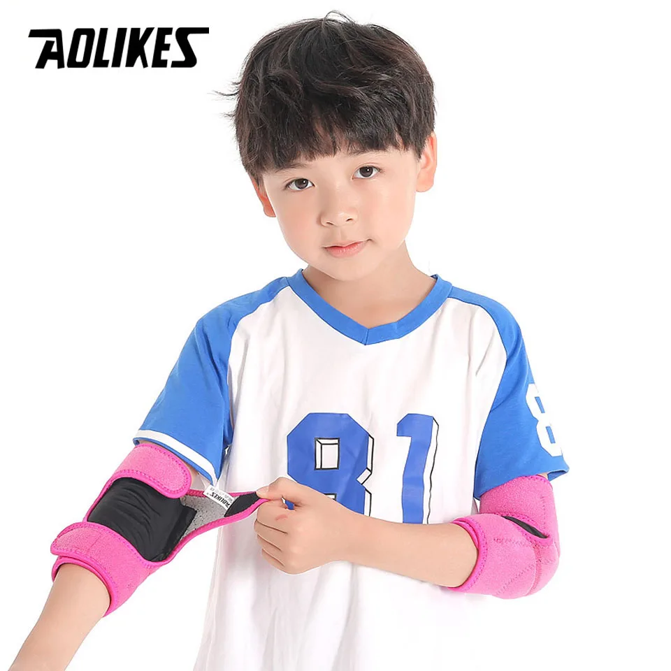 AOLIKES 1 Pair Thick Sponge Elbow Brace Support Pads Kids Sport Roller Skating Cycling Skateboard Elbow Protector For Children