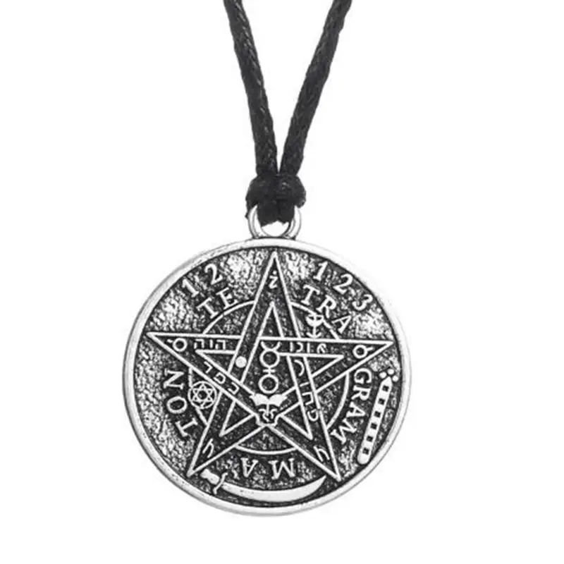 Gothic Tetragrammaton Pentacle Pentagram Necklace Pendant Vintage Zodiac Magic Wiccan Talisman Pagen Amulet Choker Jewellry Wome