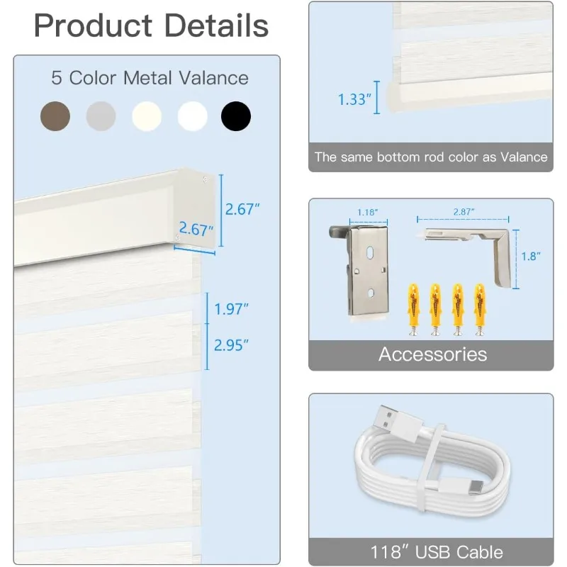 Persianas de cebra motorizadas con control remoto, persiana enrollable transparente de capa eléctrica que funciona con Alexa a través de Hub, día y noche inteligentes