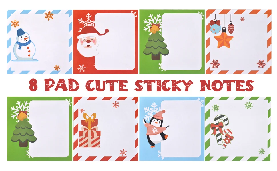 8/16 Packungen (30 Blatt pro Packung) Weihnachts-Haftnotizen - 3" X 3" Selbstklebende Feiertags-Notizblöcke mit Lebkuchen-Motiv – Detail 2