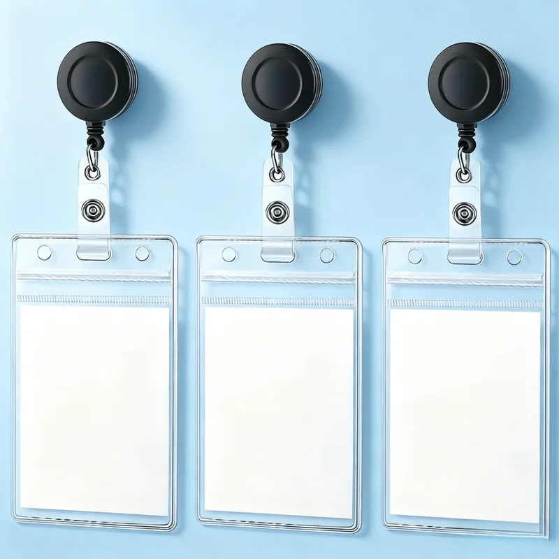 4/8Set，Badge Scroll，Transparent ID Card Holder with Retractable Badge Reel and Credit Card Protector，Suitable for nurses、Doctor、