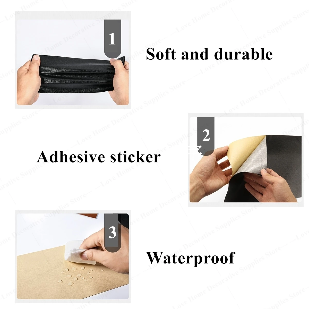 PU Self-Adhesive Leather Large Size PU Product Renew Sticker Waterproof Removable Car Door Desk Table Decoration Wall Decor