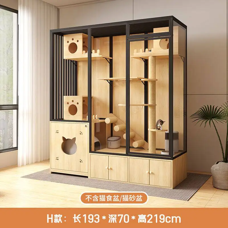 Panoramic Cat Villa Can Put Smart Cat Litter Box, Toilet Integrated Cat Large Space Transparent Balcony