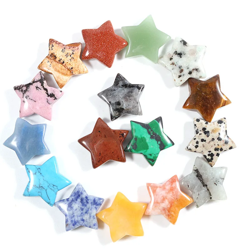 

10 pcs/bag Hand Carved 25mm Natural Crystals Healing Stones Stars Crystals Gemstone Crystal Crafts for Jewelry Making