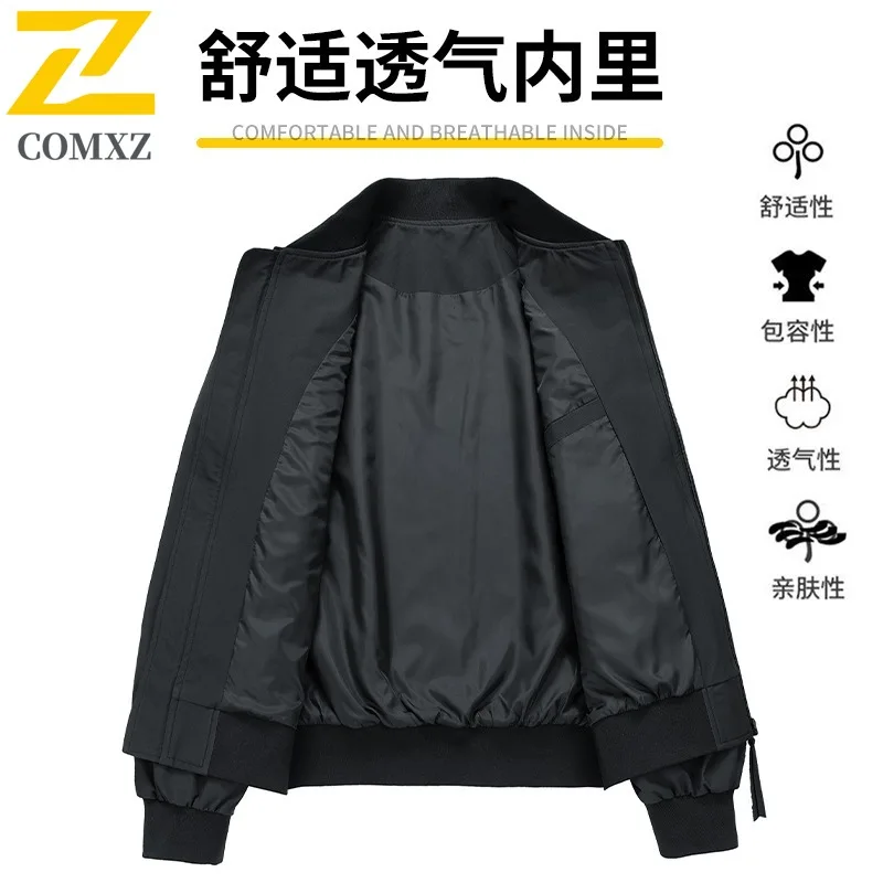 COMXZ Men Jacket Baseball Collar Classic Windproof Breathable Outdoor Street Fashion Outerwear Jogging Hiking Lightweight Coat