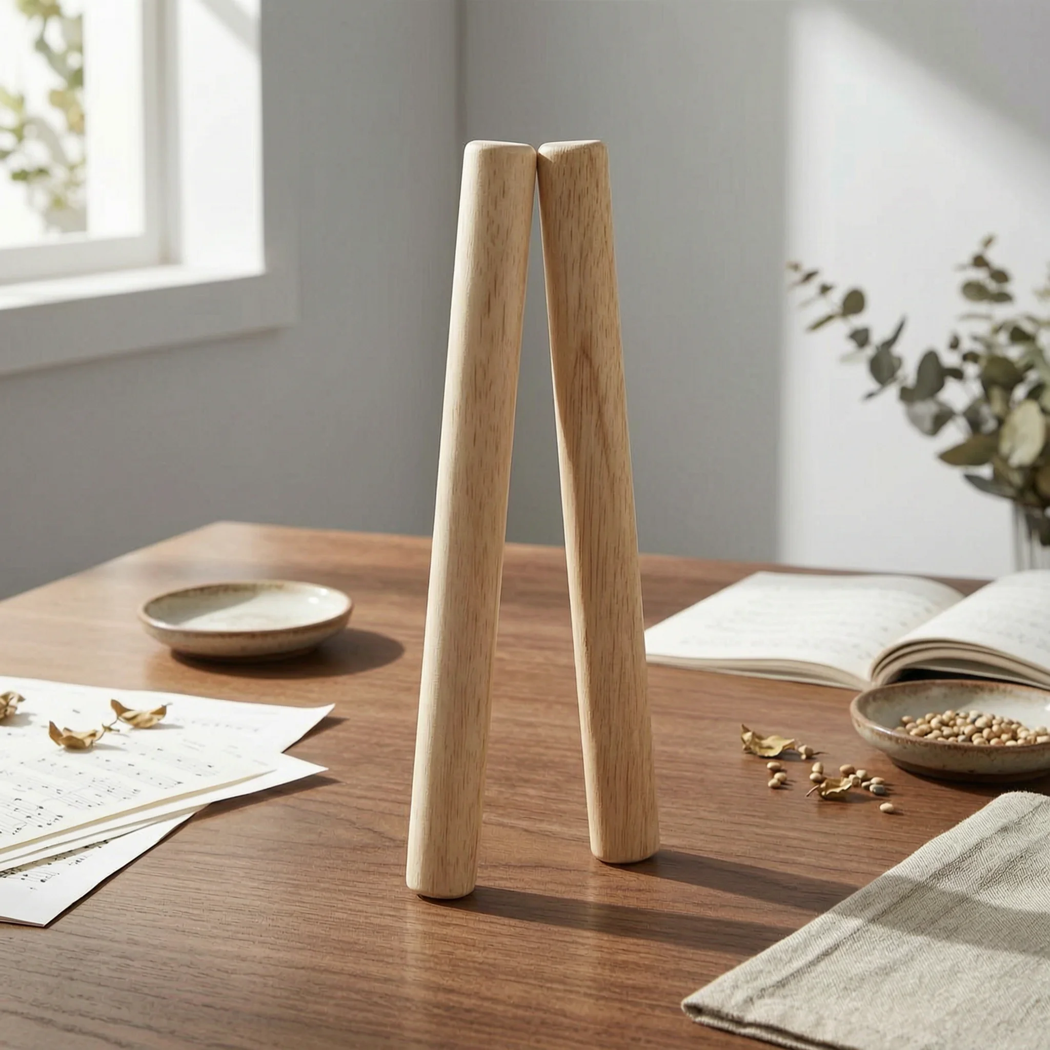2 palitos de ritmo de madera, palitos de percusión de madera de larga duración, juego de palitos de ritmo de madera, claves de madera con superficie pulida