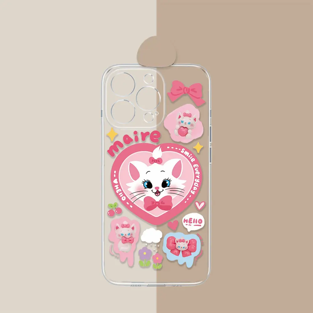 Clear Disney Cute Marie Cat Case For VIVO Y100 Y76 Y75 Y53S Y51 Y50 Y36 Y35 Y28 Y27 Y22S V30E V29E V27 V25 V23 V23E V21E Cover