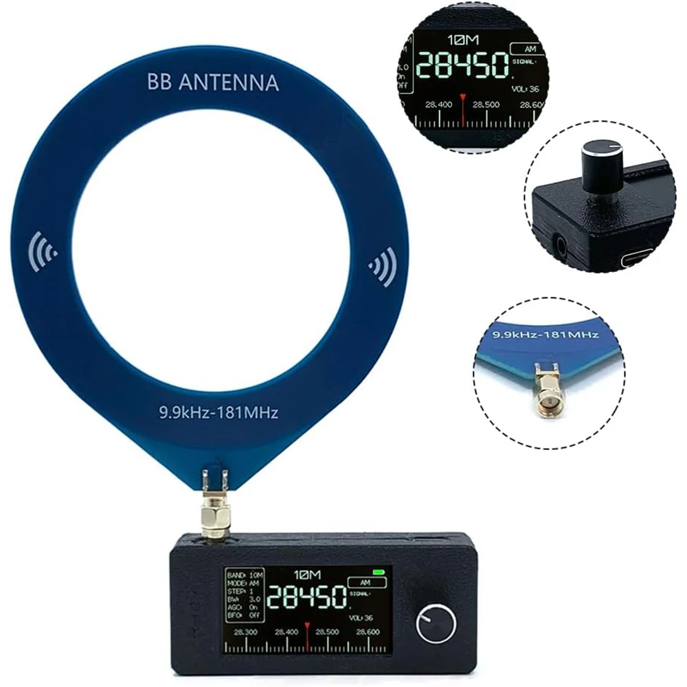 

9.9khz-181mhz SMA Interface Mini Loop Antenna Pocket Size SI4732 Radio Receiver LSB USB AM FM FM/AM Radio HF SW MW VHF Radio