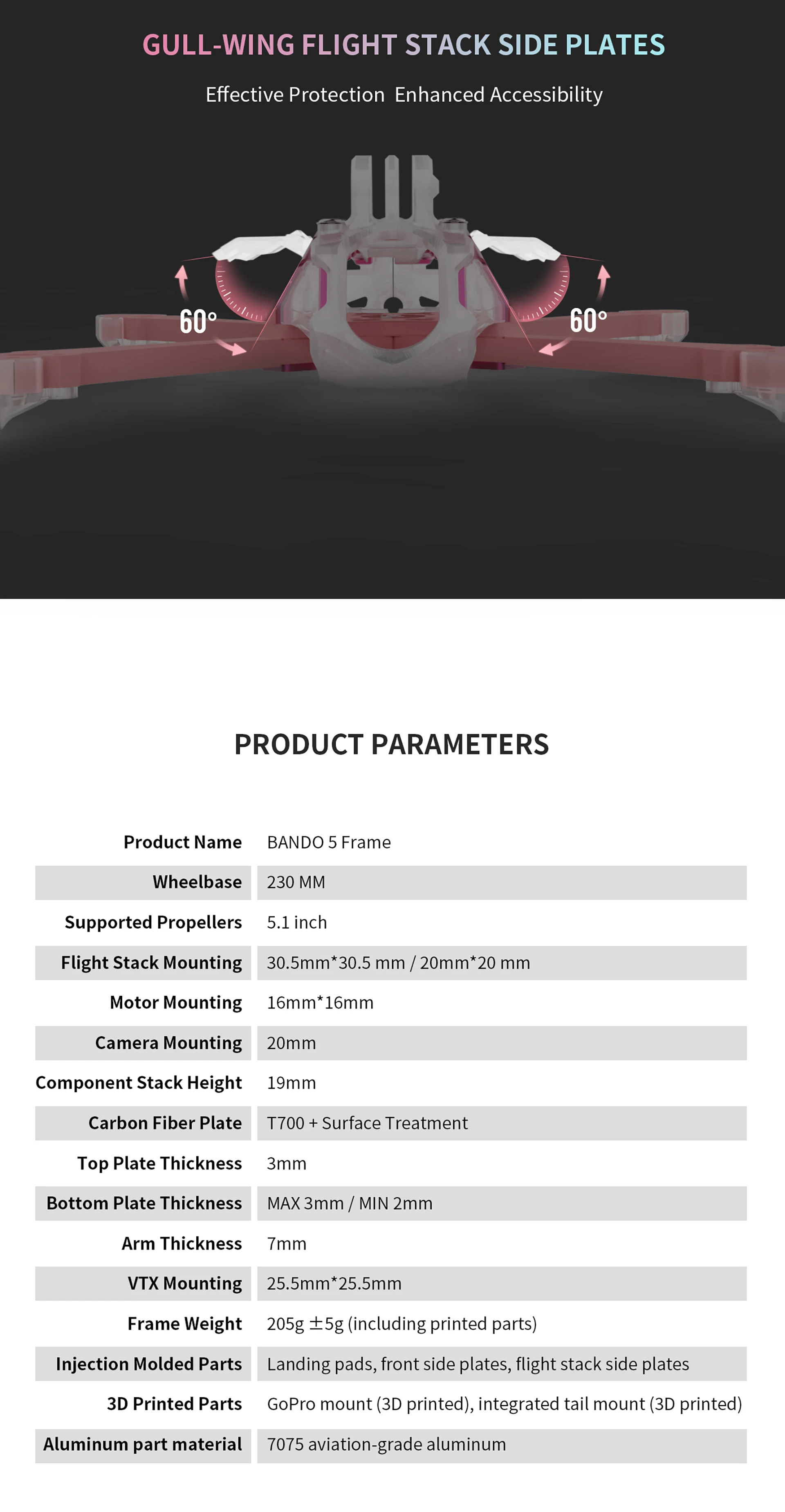 Axisflying 5-Zoll True X FPV Freestyle Rahmen aus T700 Kohlefaser mit 51466 V2 3-Blatt-Propellern DIY Quadcopter-Kit für 4-6S FPV Drohne – Detail 4
