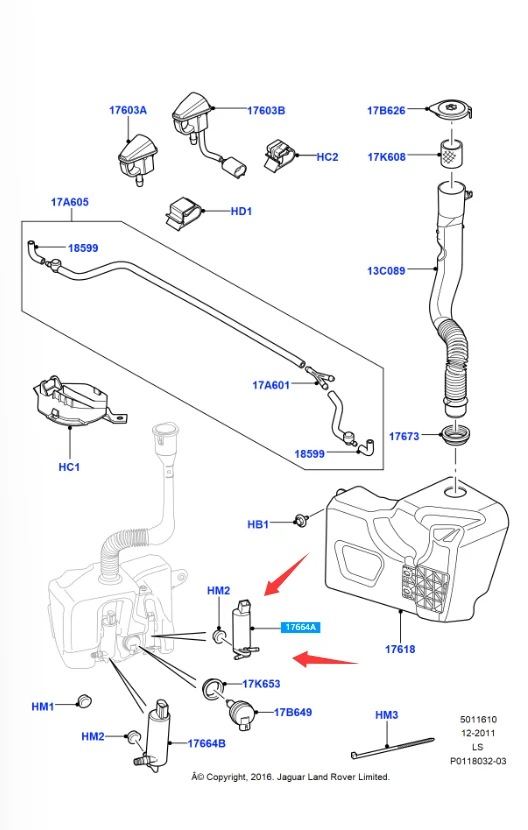 DMC500010 Windshield Washer Motor Pump For Range Rover Sport