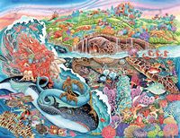 Mermaid and Turtle Island 1000/500/300 Piece for Adult Jigsaw Puzzle Bedroom Gameroom Livingroom Home Decor Birthday Gift