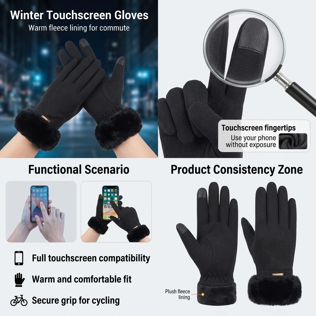 1 par de guantes con pantalla - Winter Cycling Commute Gear reseña y precio