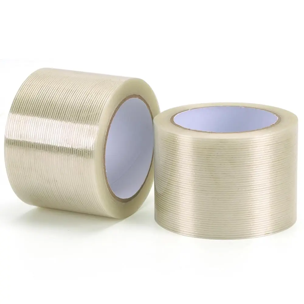 Strapping Tape 3 inch, Heavy Duty Shipping Packing Tape, Clear Filaments Run Lengthwise, Waterproof, Fiberglass Reinforced Pa