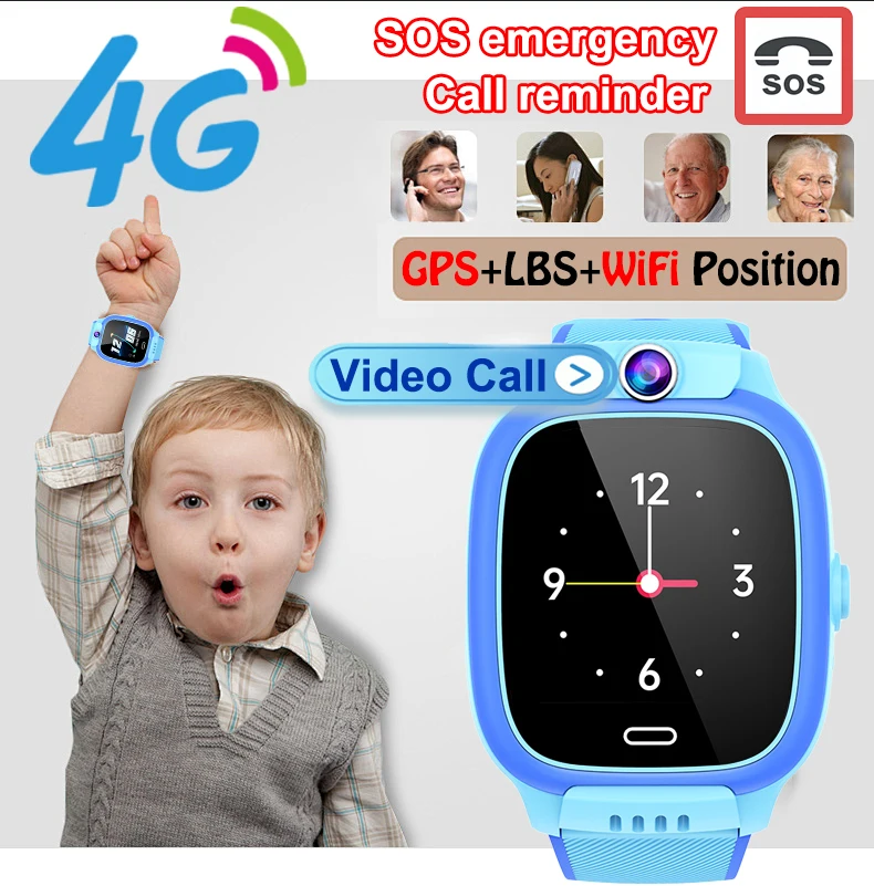 

Kids Position Smart Watch SOS GPS Location Video Call 4G SIM Card For Children SmartWatch Camera Waterproof Watch For Boys Girls