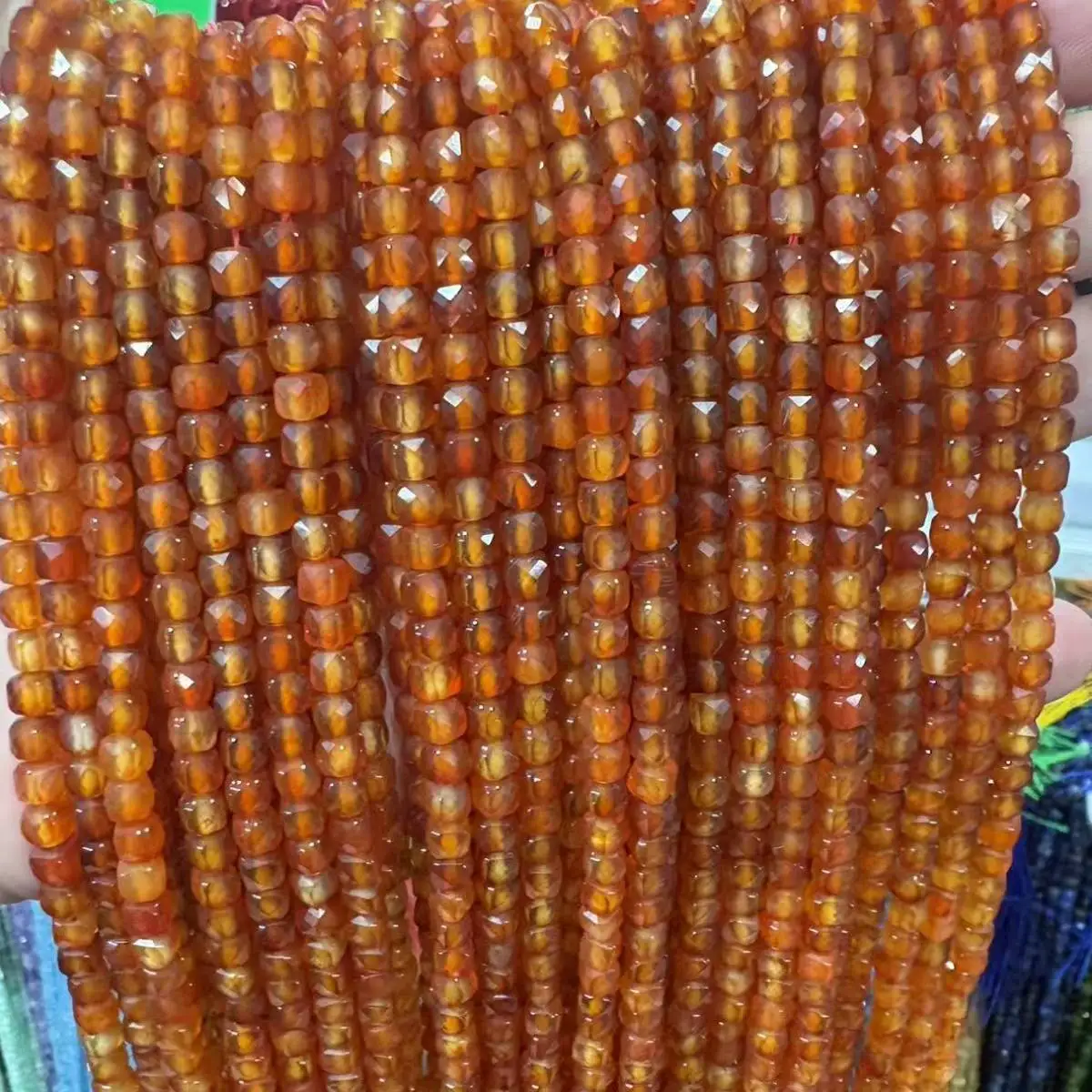 Natural Stone Beads Faceted Carnelian Red Agate Cube Gemstone Spacer Beads 4-5mm Bracelet Necklace Jewelry Making