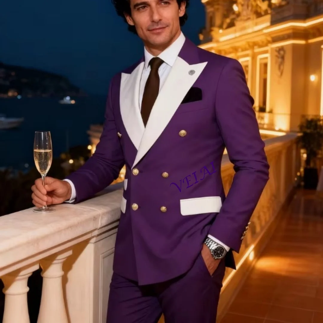 

CustomizedMen's Solid Color Slim Fit 2-Piece Wedding Tuxedo Formal Smoking Suit for Graduation Party Best Men's Groomsmen Attire